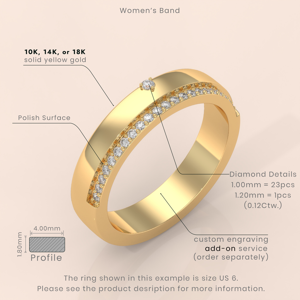 10k Gold Couple Bands – Matching His and Hers Rings with Diamond Details, Perfect for Anniversary or Engagement
