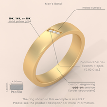 925 Sterling Silver Minimalist Gold Couple Rings Set with Diamond Accent – Matte Finish Matching Wedding Bands for Him and Her