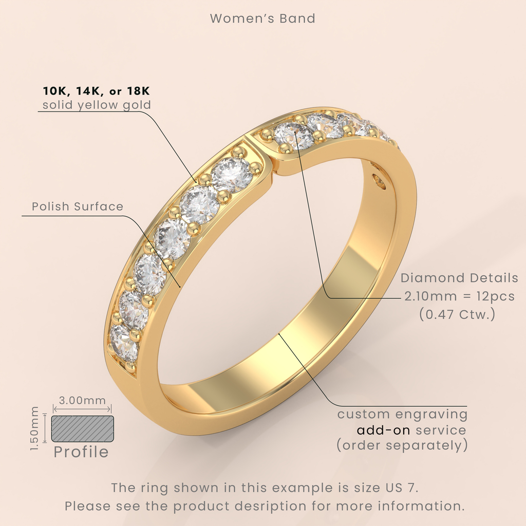 10k Gold Couple Rings Set – Matching His and Hers Wedding Bands with Diamond Accents, Heart Split Design