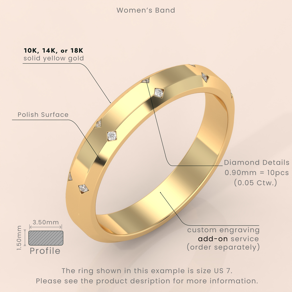 10k Gold Couple Wedding Bands – His and Hers Matching Diamond Rings, Minimalist Promise or Engagement Set