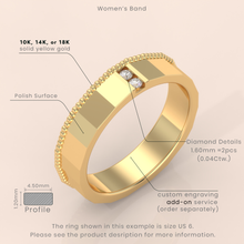 10k Gold Couple Rings – Geometric Matching Wedding Bands with Diamond Accents, Modern Anniversary Gift Set