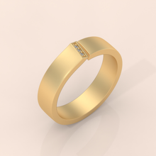 925 Sterling Silver Modern Gold Couple Rings with Diamond Detail – Matching Minimalist Wedding Bands for Him and Her