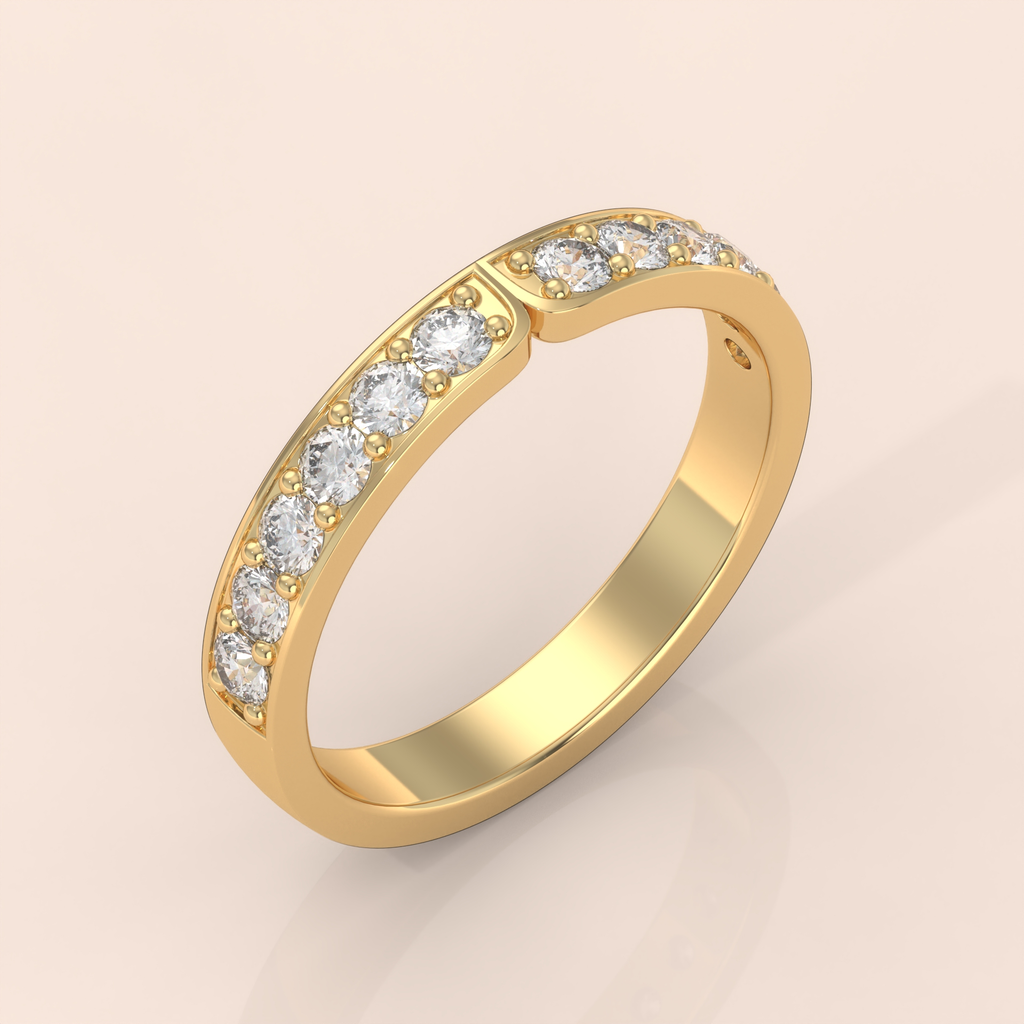 14k Gold Couple Rings Set – Matching His and Hers Wedding Bands with Diamond Accents, Heart Split Design (Copy)