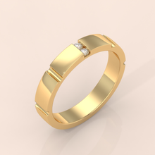 10k Gold Couple Wedding Bands – Elegant Matching Rings with Diamond Accents, Modern Geometric Anniversary or Engagement Gift