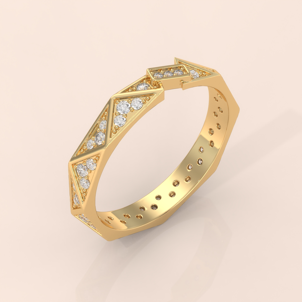 10k Gold Couple Rings – Modern Geometric Wedding Bands with Diamonds, Unique His & Hers Design
