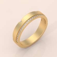 925 Sterling Silver Gold Couple Rings with Channel-Set Diamonds – Matching Wedding Bands for Him and Her