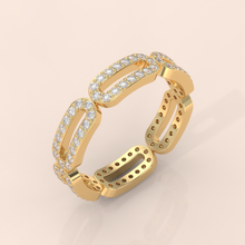 10k Gold Couple Wedding Bands – Unique Chain Link Rings with Diamonds, Matching Engagement Set