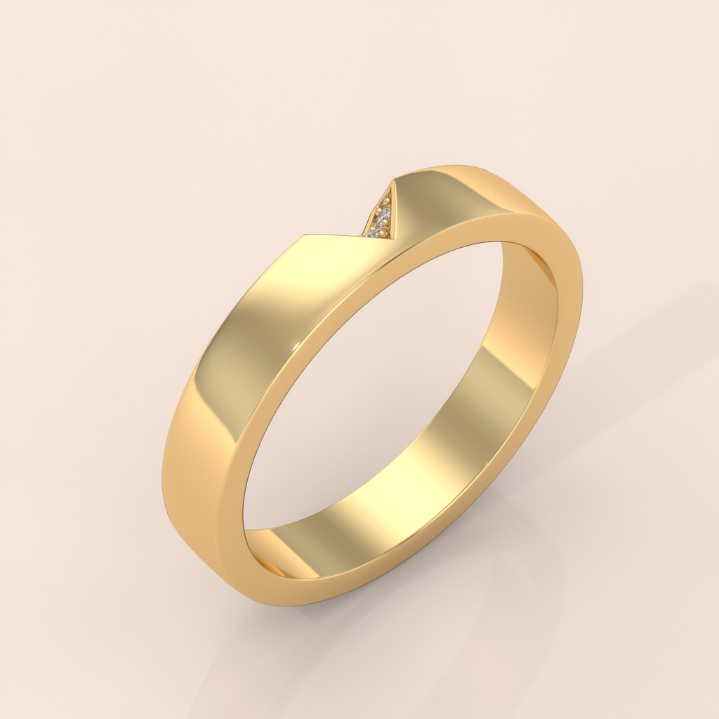 14k Gold Couple Wedding Bands – Unique Chevron V Shape Rings, Matching His & Hers Minimalist Design (Copy)