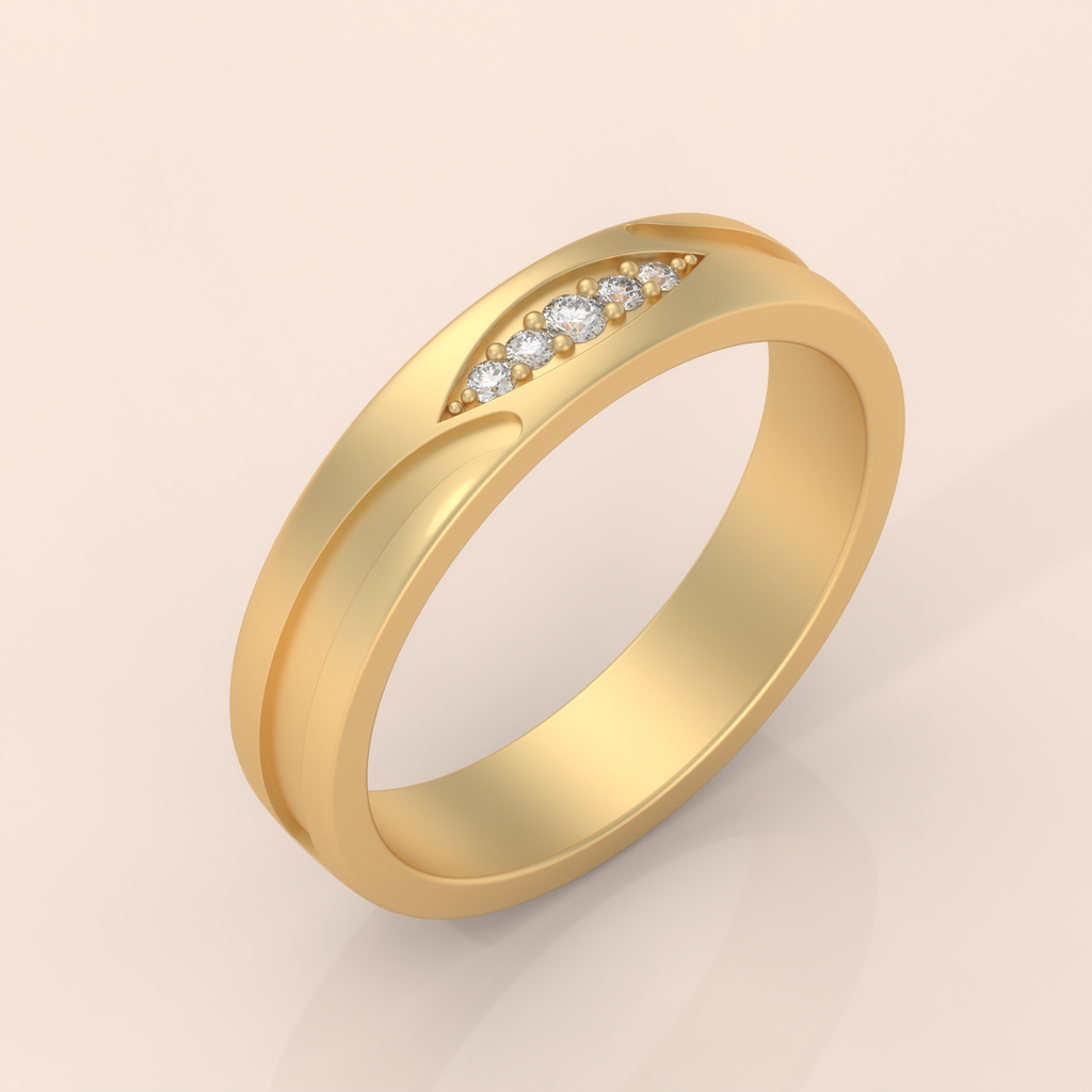 10k Gold Couple Rings Set – Minimalist Matching Bands with Diamond Accents, Promise or Engagement Jewelry