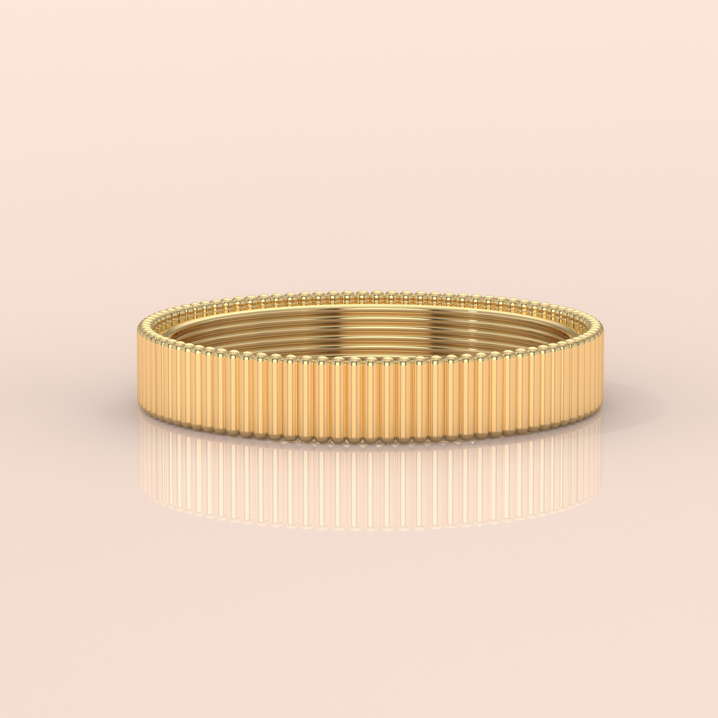 10k Gold Couple Matching Rings – Textured Wedding Bands with Distinct Beaded Edge Design