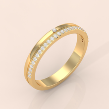 925 Sterling Silver His and Hers Matching Gold Couple Rings with Round and Pavé Diamonds – Elegant Wedding Bands