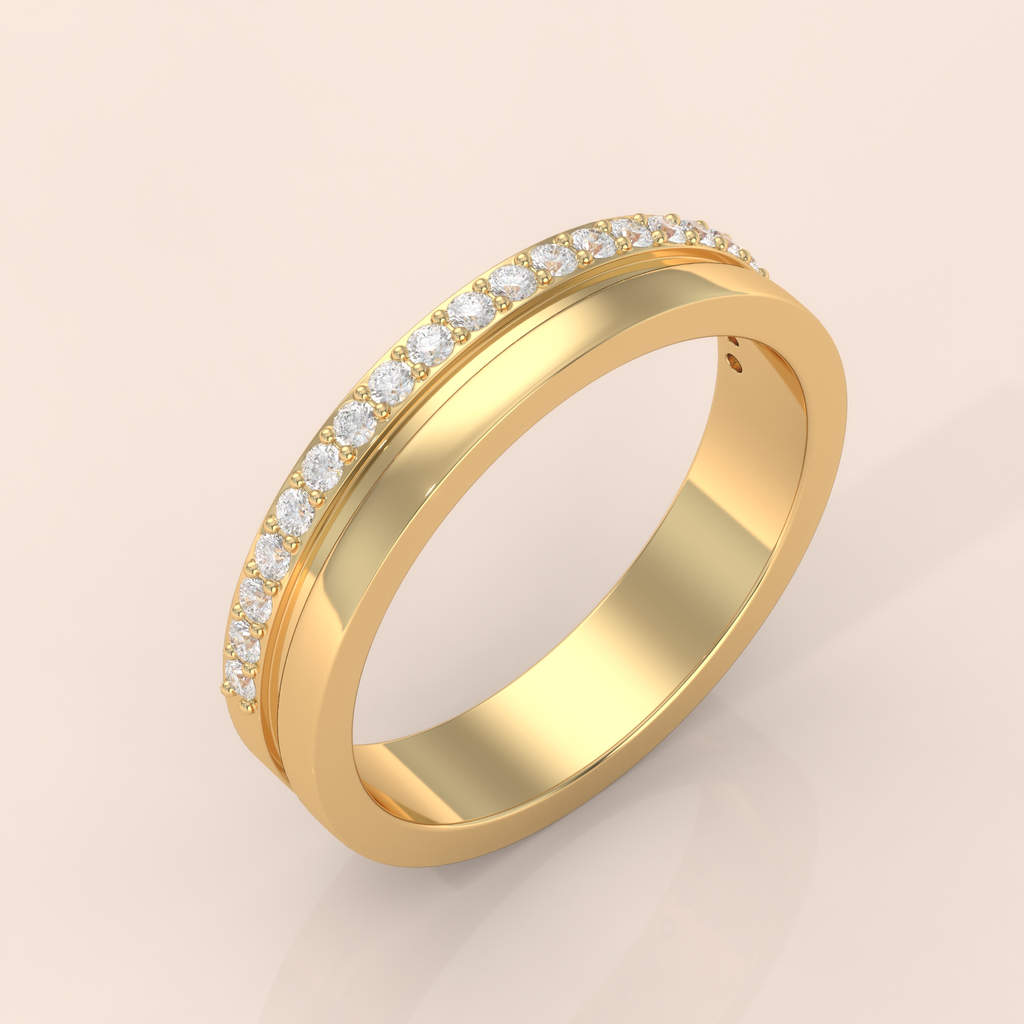 10k Gold Couple Rings – Classic Matching Wedding Bands with Diamond Accents, Elegant His and Hers Anniversary Gift