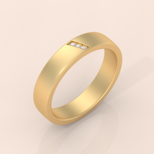 10k Gold Couple Rings Set – Minimalist Matte Finish Wedding Bands with Diamond Accent for Him & Her