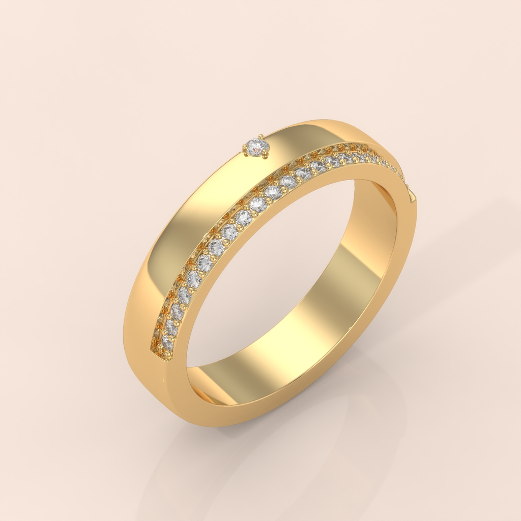10k Gold Couple Bands – Matching His and Hers Rings with Diamond Details, Perfect for Anniversary or Engagement