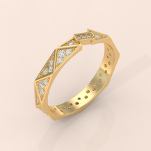 Unique Gold Couple Rings – Geometric Diamond Wedding Bands – His and Hers Matching Rings – Modern Engagement Jewelry