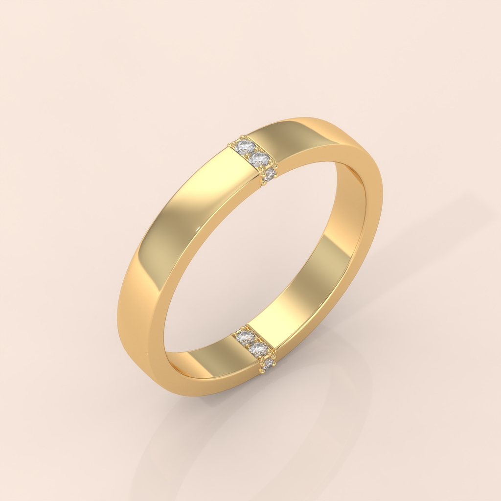 10k Gold Couple Rings – Elegant Minimalist Wedding Bands with Diamond Accents, Classic His & Hers Set