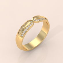 925 Sterling Silver Gold Couple Rings – Modern Matching Wedding Bands with Diamond Accents, Promise or Engagement Rings