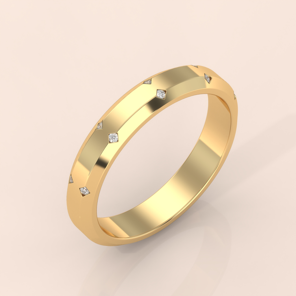 10k Gold Couple Wedding Bands – His and Hers Matching Diamond Rings, Minimalist Promise or Engagement Set