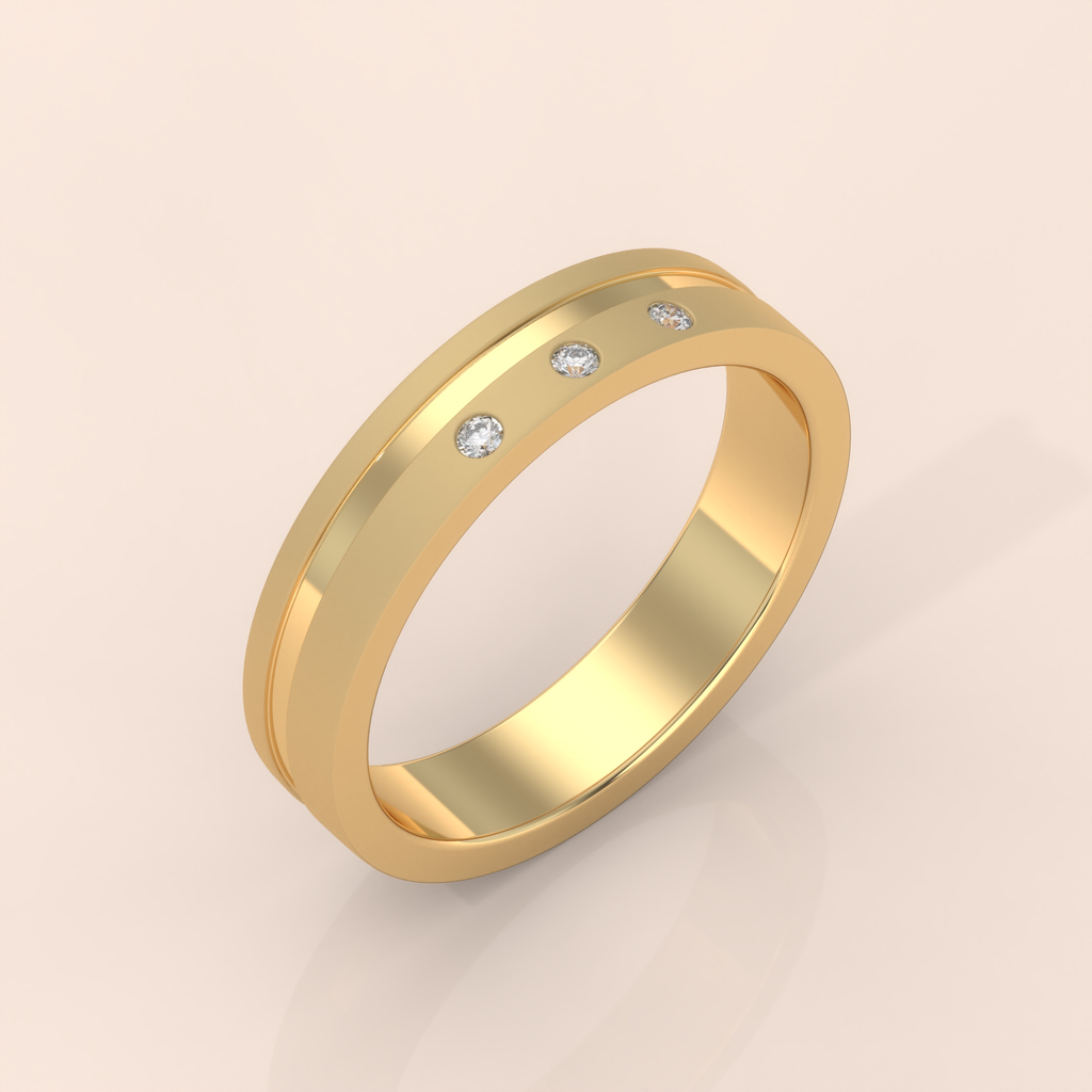 925 Sterling Silver Minimalist Gold Couple Rings Set with Diamond Accents – Matching Wedding Bands for Him and Her