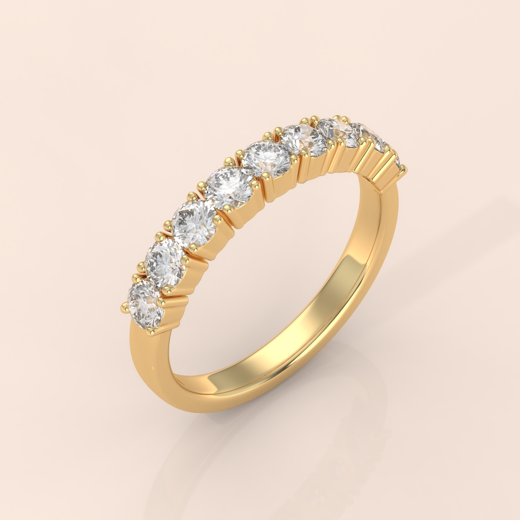 10k Gold Couple Ring Set – Geometric Stair-Inspired Bands with Diamonds, Modern His & Hers Design