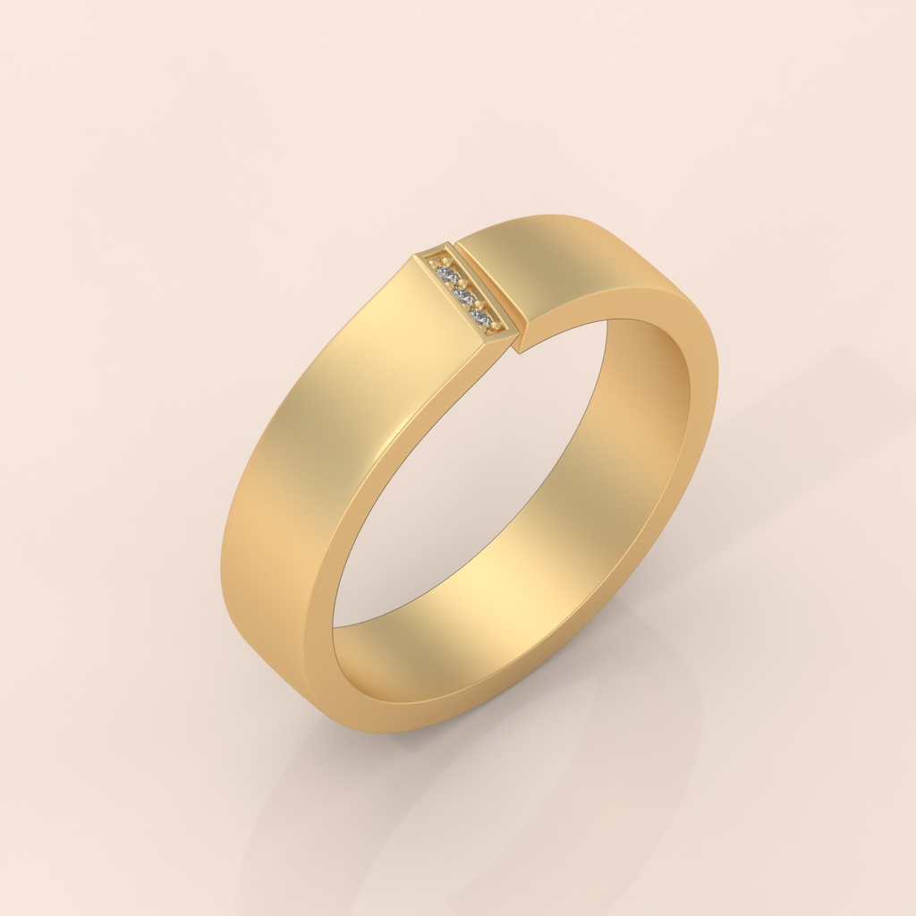 10k Gold Couple Wedding Bands – Minimalist His and Hers Rings with Diamond Detail, Modern Engagement Set