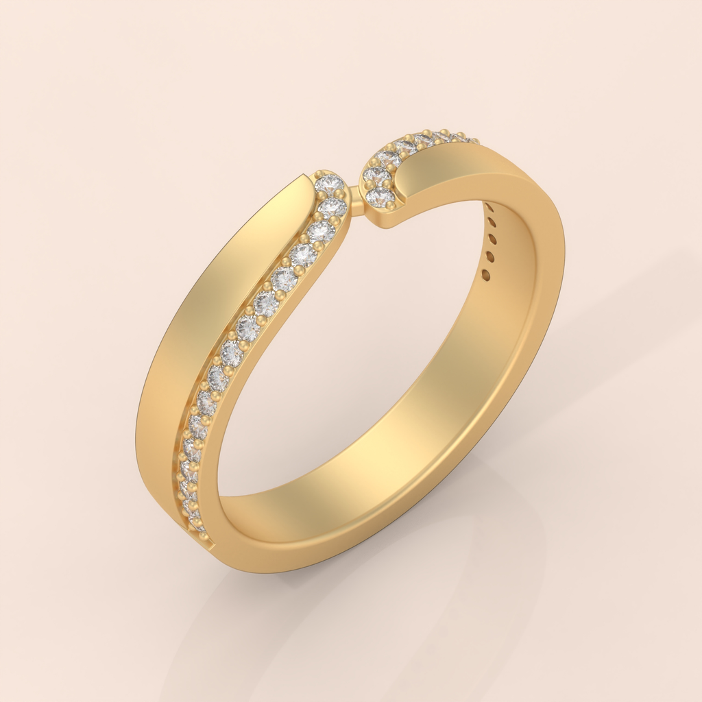 10k Gold Couple Ring Set – Matching Split Band Design with Diamonds, Engagement or Wedding Rings