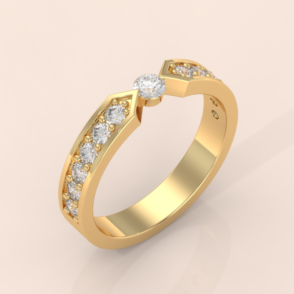 18k Gold Couple Bands – Modern Matching Yellow Gold Rings with Diamonds, Engagement and Promise Set (Copy) (Copy)