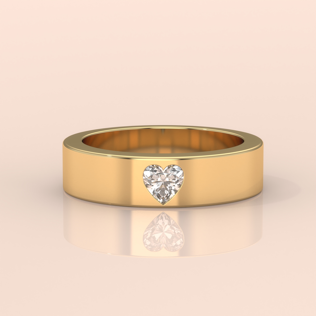 10k Gold Couple Rings – Heart Diamond Matching Wedding Bands, Romantic Engagement or Promise Ring Set