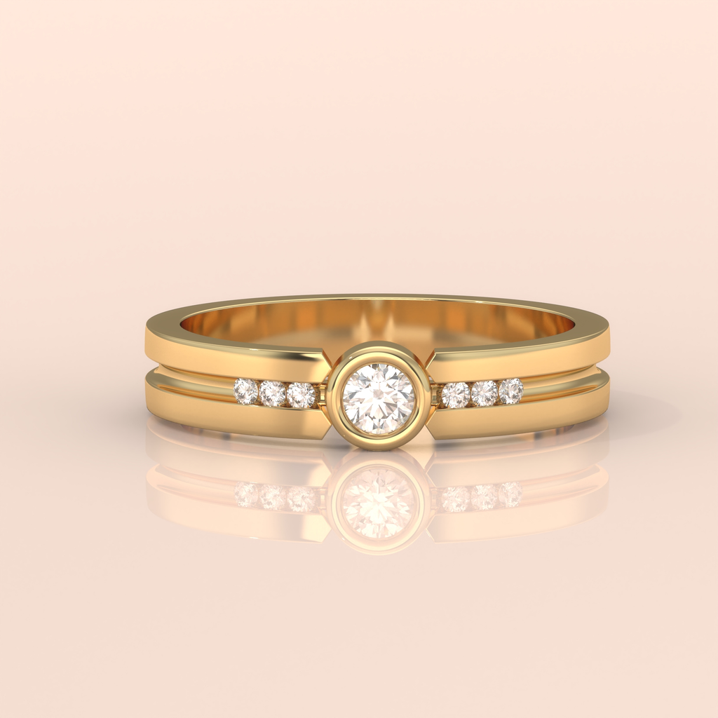 10k Gold Couple Rings – Matching Bands with Solitaire and Accent Diamonds, Wedding or Engagement Set