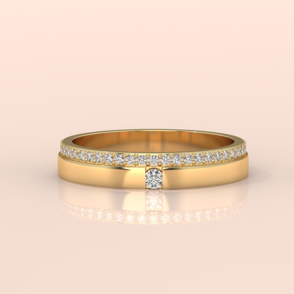 10k Gold Couple Wedding Bands – His and Hers Rings with Round Cut Diamonds, Promise and Engagement Set