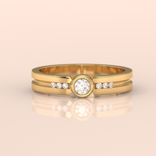 925 Sterling Silver Gold Couple Rings with Solitaire and Accent Diamonds – Matching Wedding or Engagement Bands