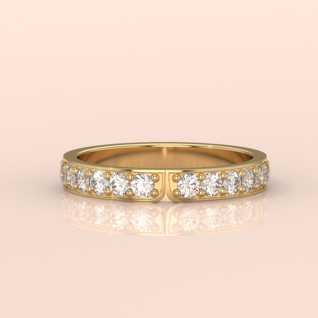 10k Gold Couple Rings Set – Matching His and Hers Wedding Bands with Diamond Accents, Heart Split Design