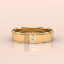 10k Gold Couple Rings – Geometric Matching Wedding Bands with Diamond Accents, Modern Anniversary Gift Set