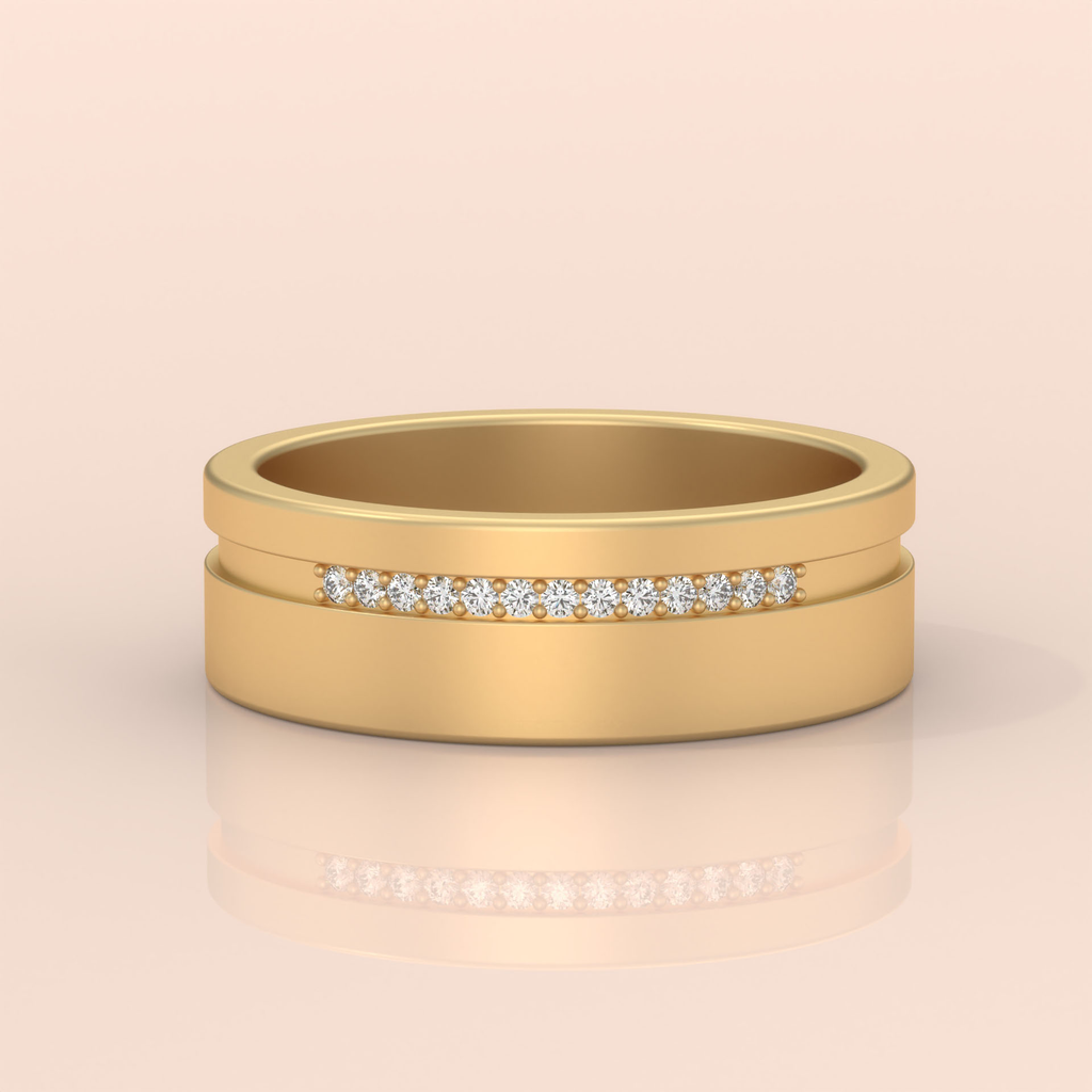 10k Gold Couple Bands – Elegant Matching Wedding Rings with Diamond Accent, Ideal for Anniversary or Promise