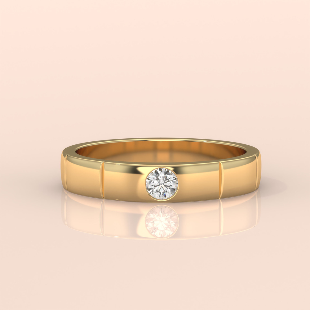 10k Gold Couple Rings – His and Hers Matching Solitaire Diamond Wedding Bands, Modern Engagement Set