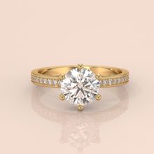 10k Gold Couple Rings Set – Modern Geometric Men’s Band & Solitaire Diamond Women’s Ring, Unique Engagement and Wedding Set