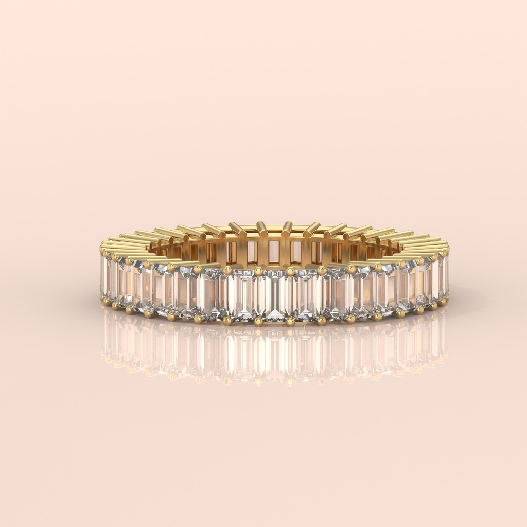 10k Gold Couple Rings Set – Classic Plain Band and Diamond Eternity Ring, Elegant Wedding Bands