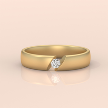 10k Gold Couple Wedding Bands – His and Hers Matching Rings with Floating Diamond, Modern Engagement Set