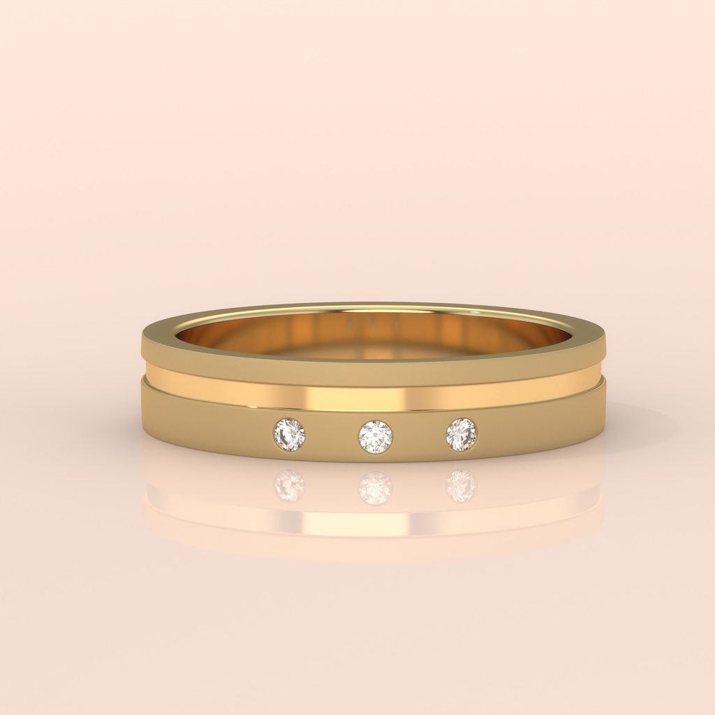 10k Gold Couple Matching Rings – Simple and Elegant Bands with Diamond Accents, Ideal for Promise or Wedding