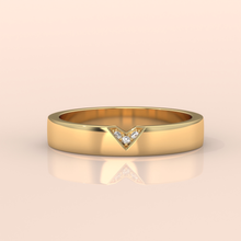 14k Gold Couple Wedding Bands – Unique Chevron V Shape Rings, Matching His & Hers Minimalist Design (Copy)