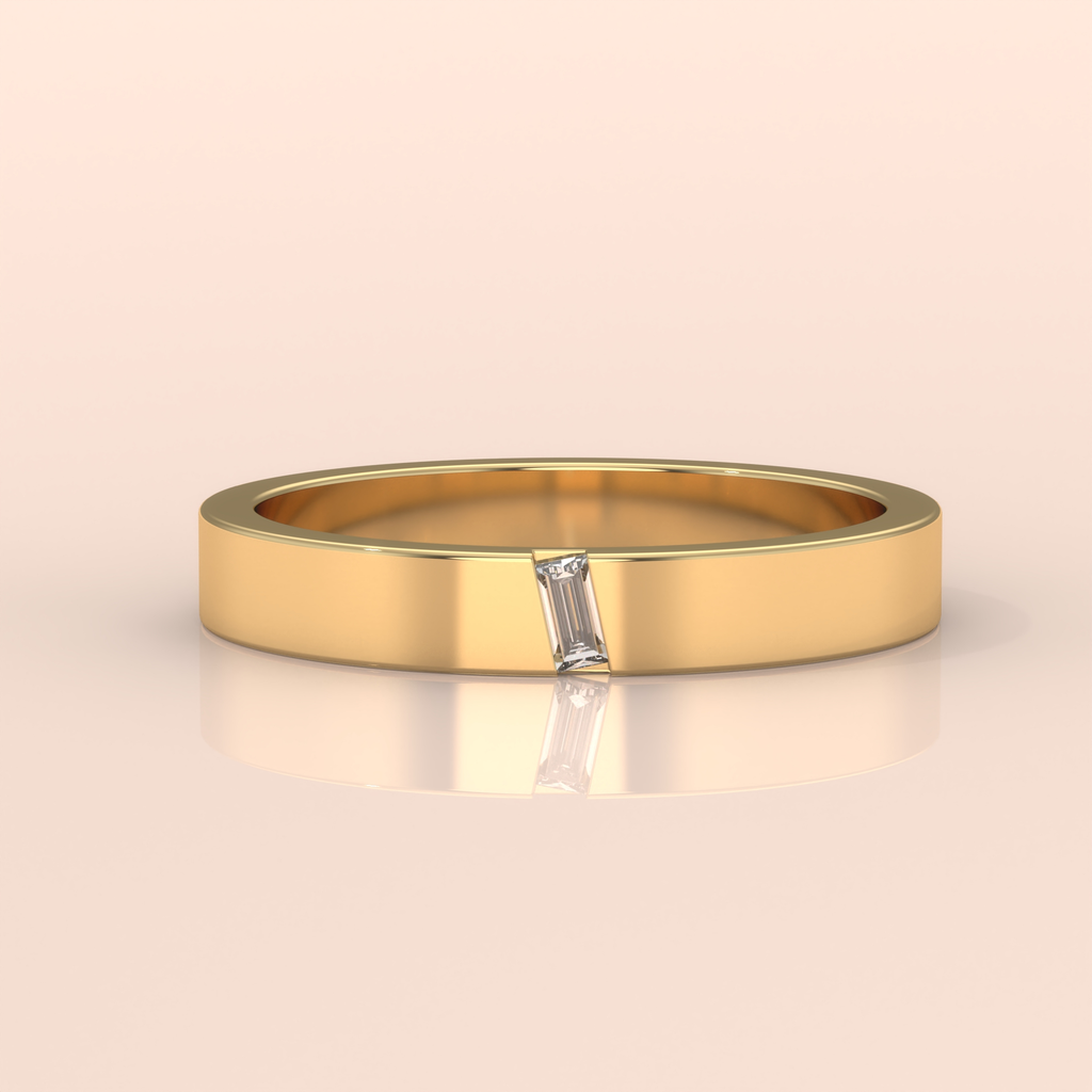10k Gold Couple Wedding Bands – His and Hers Matching Rings with Baguette Diamonds, Elegant Anniversary Jewelry