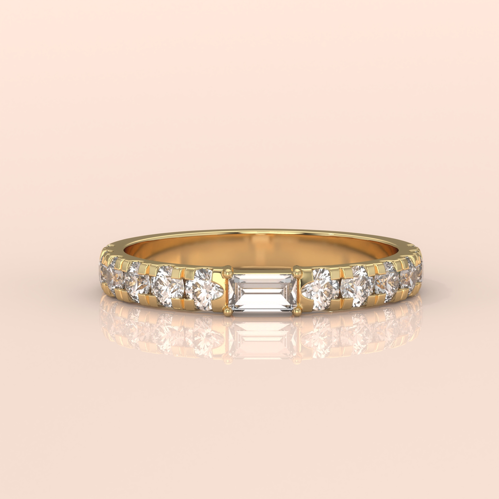 10k Gold Couple Rings – Baguette Diamond Matching Wedding Bands, Unique Engagement or Anniversary Set