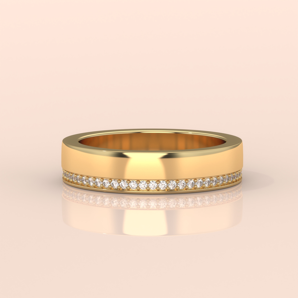 10k Gold Couple Wedding Bands – Matching Rings with Diamond Halo Detail, Minimalist Engagement or Anniversary Set
