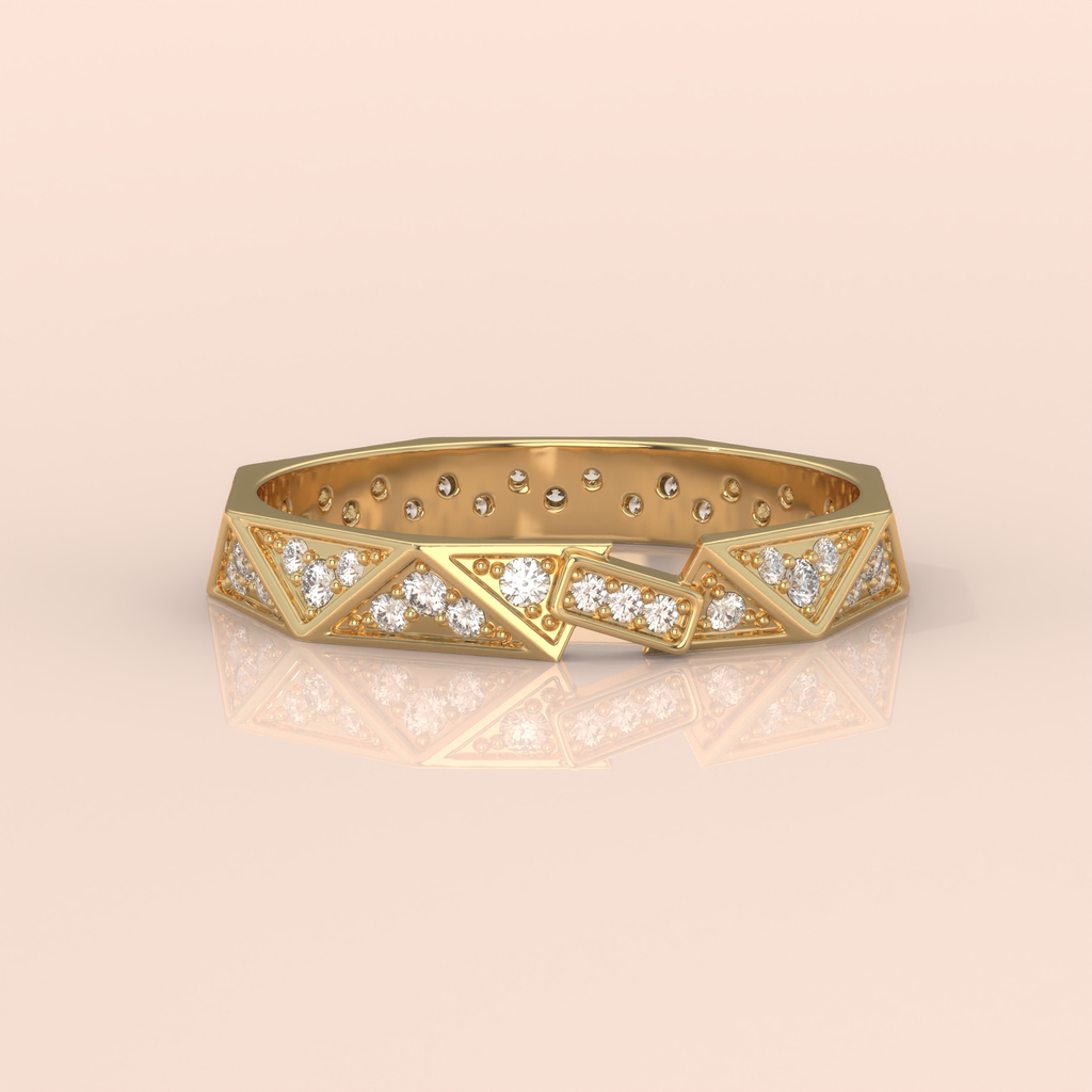 14k Gold Couple Rings – Modern Geometric Wedding Bands with Diamonds, Unique His & Hers Design (Copy)