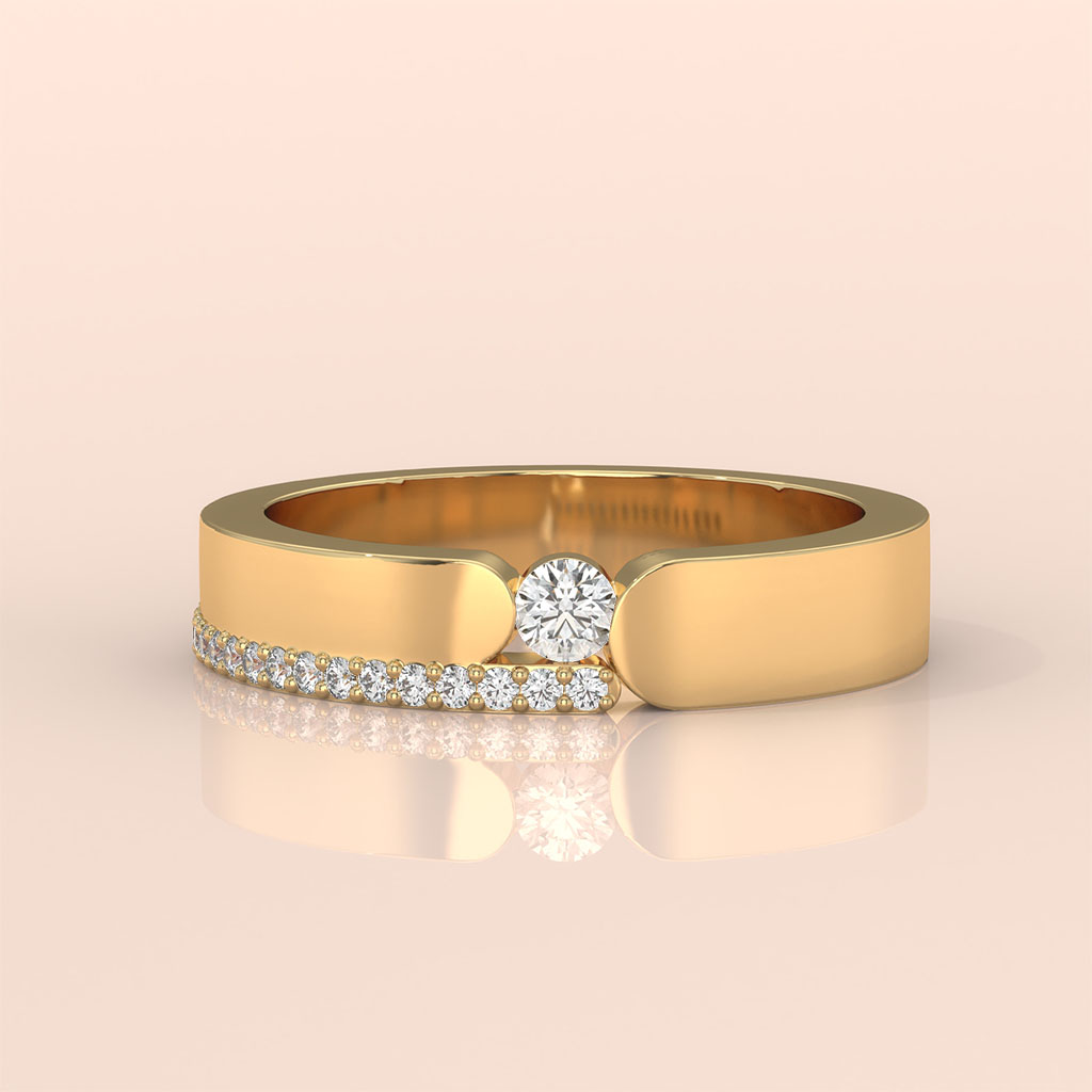 10k Gold Couple Wedding Bands – Matching Curved Design Rings with Round Cut Diamonds, Engagement or Anniversary Set