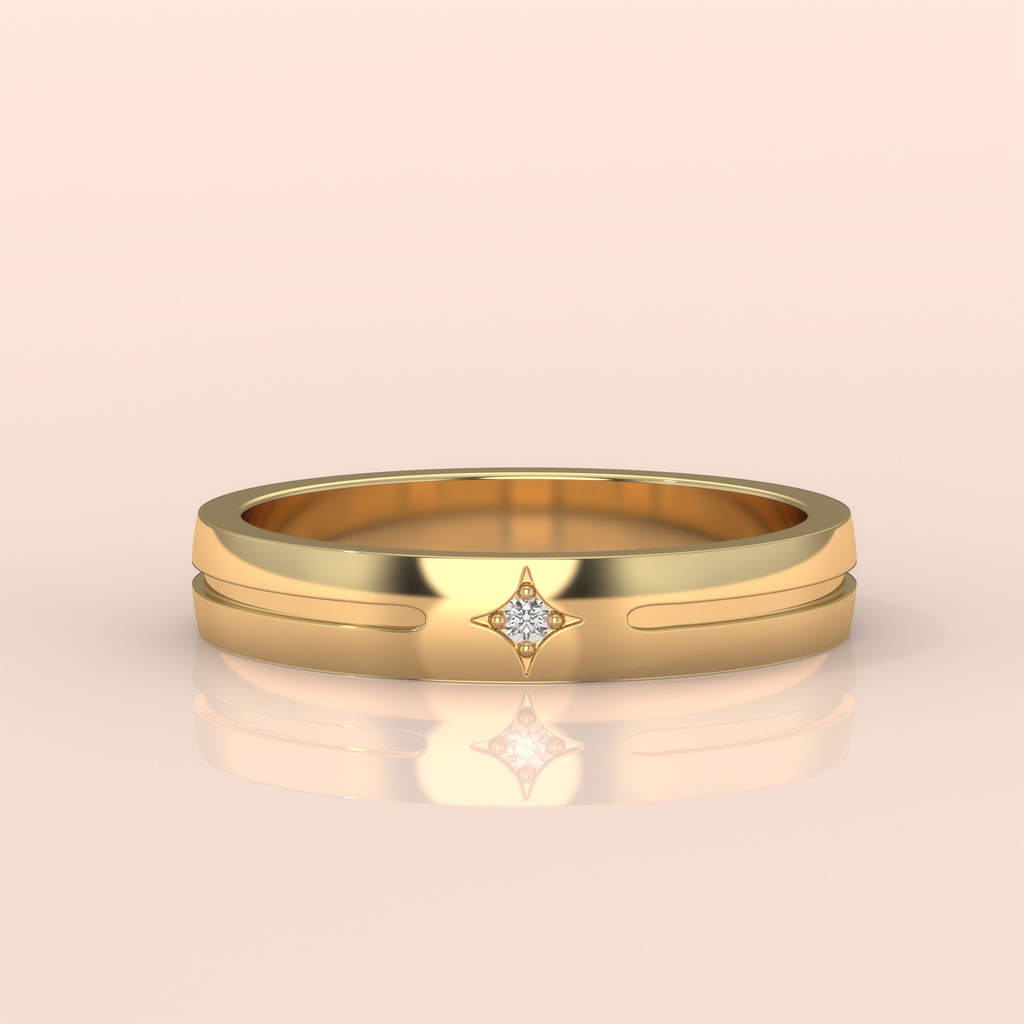 10k Gold Couple Wedding Bands – His & Hers Rings with Star Diamond Detail, Perfect Anniversary or Engagement Gift
