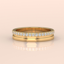 925 Sterling Silver Gold Couple Wedding Ring Set – Classic Matching Bands with Diamond Accents for Him and Her