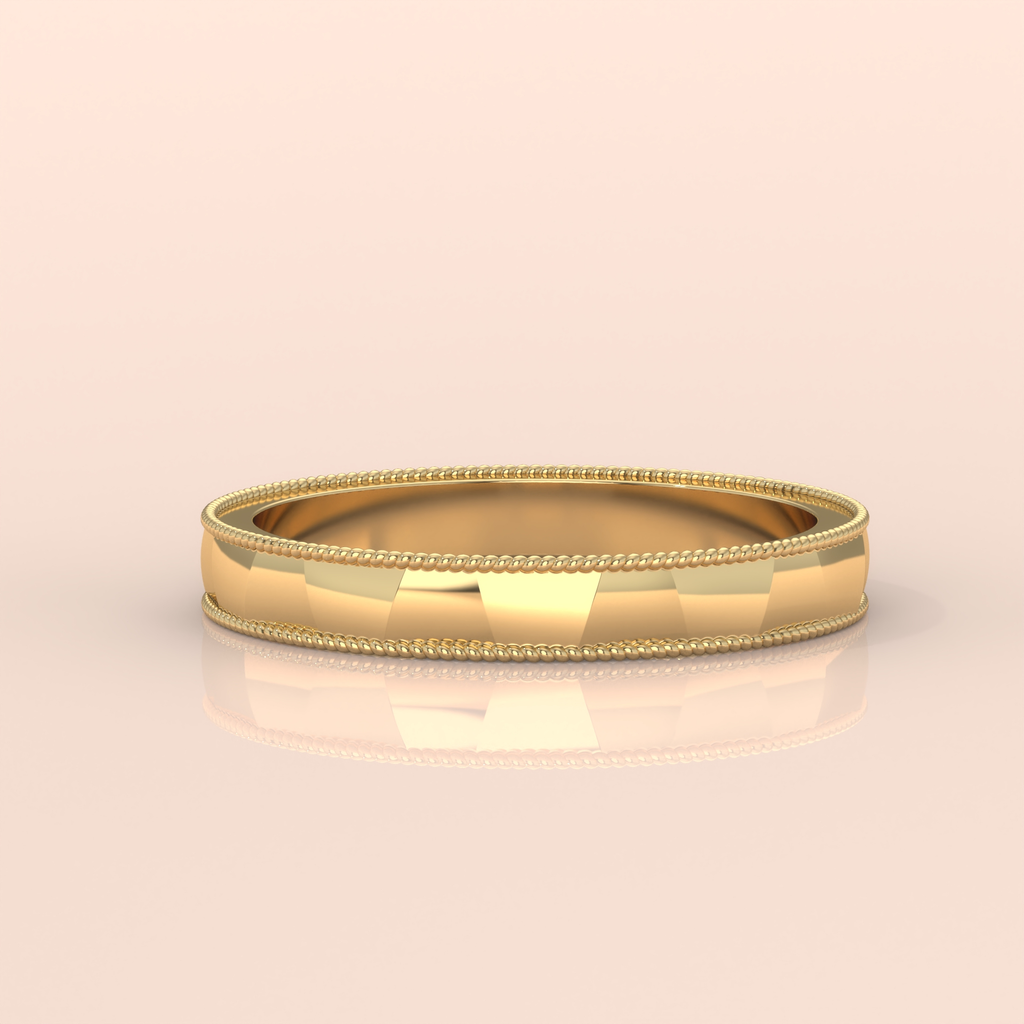 10k Gold Couple Ring Set – Handmade Faceted Wedding Bands with Beaded Edge, Classic Anniversary Jewelry