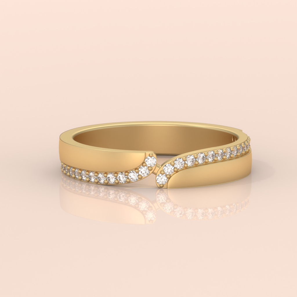 10k Gold Couple Ring Set – Matching Split Band Design with Diamonds, Engagement or Wedding Rings