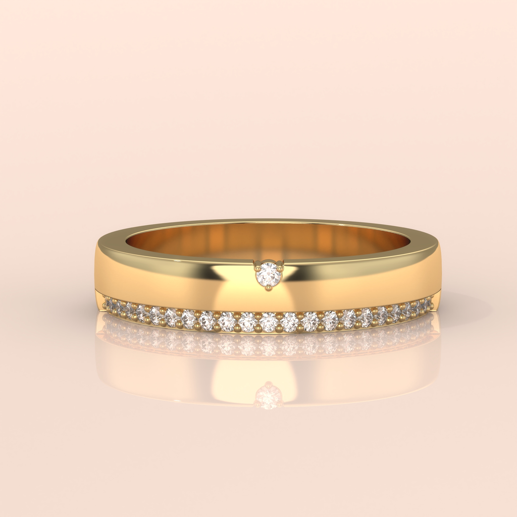 10k Gold Couple Bands – Matching His and Hers Rings with Diamond Details, Perfect for Anniversary or Engagement